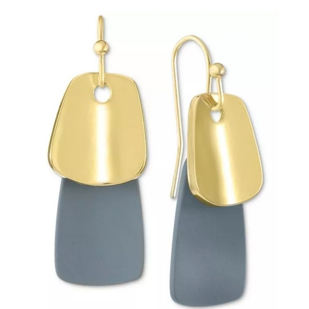 Alfani Gold-Tone & Gray Paddle Drop Earrings NWT
